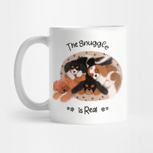 The Snuggle is Real, 4 Cavalier King Charles Spaniels Snuggling Mug